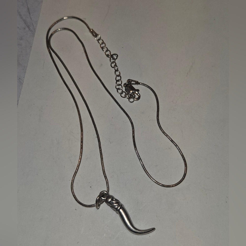 Classic Italian Cornicello Sterling Silver Necklace & Horn Pendant J. M. Fisher